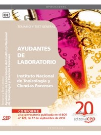TEMARIO-TEST. AYUDANTES DE LABORATORIO INSTITUTO NACIONALTOXICOLOGÍA