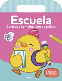 ESCUELA. COLOREA Y COMPLETA CON PEGATINAS