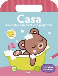 CASA. COLOREA Y COMPLETA CON PEGATINAS