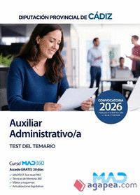 AUXILIAR ADMINISTRATIVO/A. TEST DEL TEMARIO. DIPUTACIÓN CÁDIZ