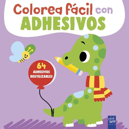DINOSAURIO. COLOREA FÁCIL CON ADHESIVOS