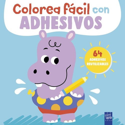 HIPOPOTAMO.COLOREA FÁCIL CON ADHESIVOS