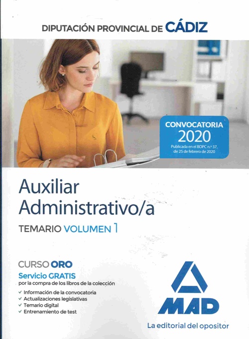 AUXILIAR ADMINISTRATIVO. DIPUTACIÓN DE CADIZ. TEMARIO VOLUMEN 1