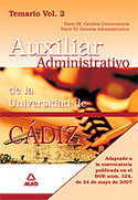 2. TEMARIO. AUXILIAR ADMINISTRATIVO. UCA. UNIVERSIDAD DE CADIZ. 2007