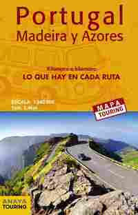 MAPA CARRETERAS PORTUGAL, MADEIRA Y AZORES. ESCALA 1:340.000