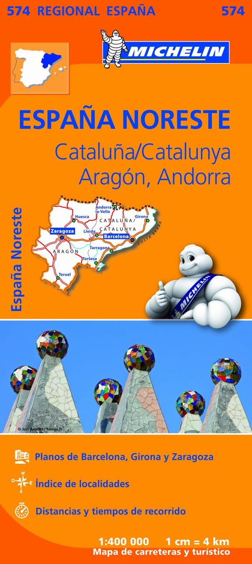 ESPAÑA NORESTE. CATALUÑA- ARAGON - ANDORRA. MAPA REGIONAL, 574