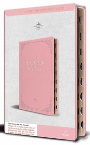 BIBLIA REINA VALERA 1960 SIMIL PIEL ROSADA TAMAÑO MANUAL NOMBRES DE DIOS