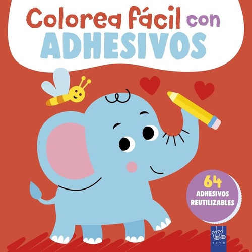 ELEFANTE. COLOREA FÁCIL CON ADHESIVOS