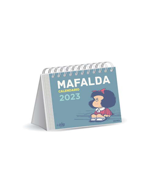 TACO CALENDARIO 2023 MAFALDA. ESCRITORIO ESPIRAL. AZUL CLARO
