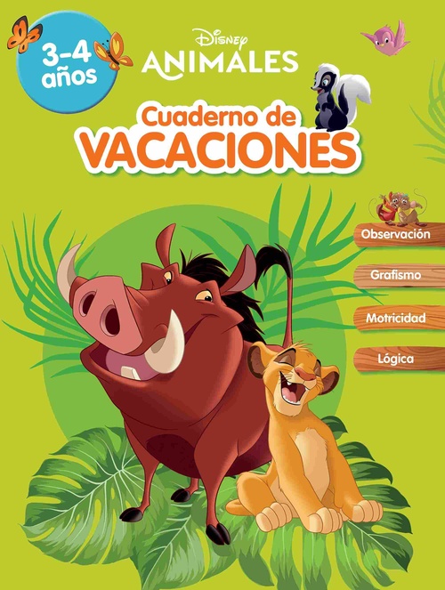 ANIMALES DISNEY. CUADERNO DE VACACIONES. 3 - 4 AÑOS.